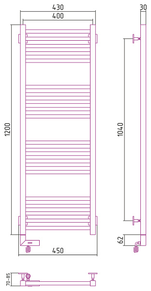 Полотенцесушитель СУНЕРЖА Модус 2.0 1200х400