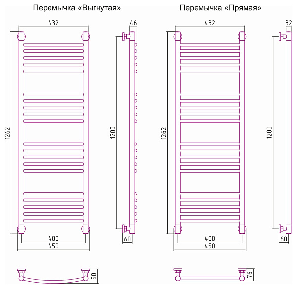 Полотенцесушитель СУНЕРЖА Богема+ 1200x400