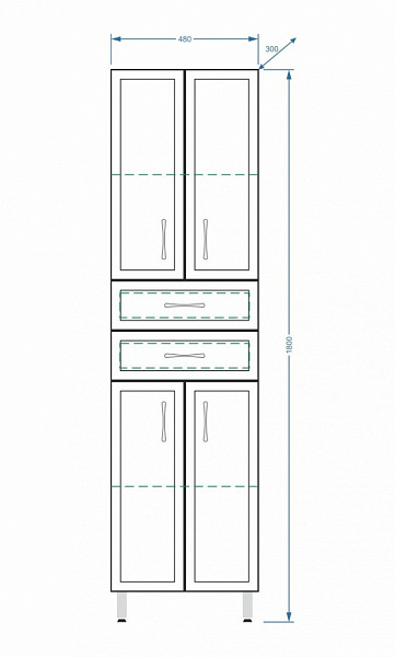 Шкаф-пенал напольный Stella "Концепт 48" белый 2 ящика