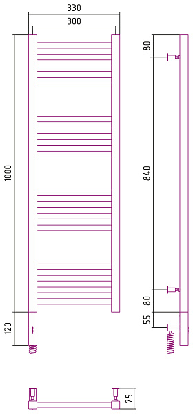 Полотенцесушитель СУНЕРЖА Модус 3.0 1000х300