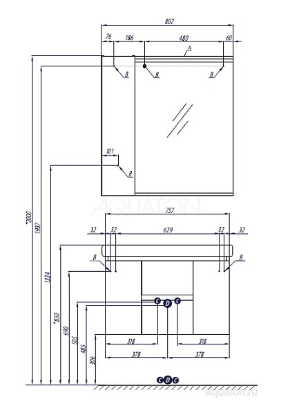 Зеркало-шкаф Aquaton "Рене 80" белый