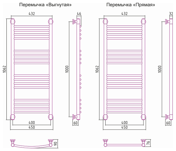 Полотенцесушитель СУНЕРЖА Богема+ 1000x400