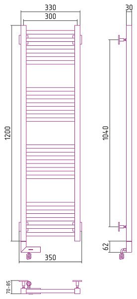 Полотенцесушитель СУНЕРЖА Модус 2.0 1200х300