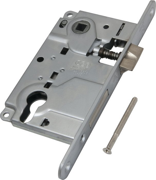 Замок межкомнатный под цилиндр AGB CENTRO ригель+защёлка никель B01025.50.06 