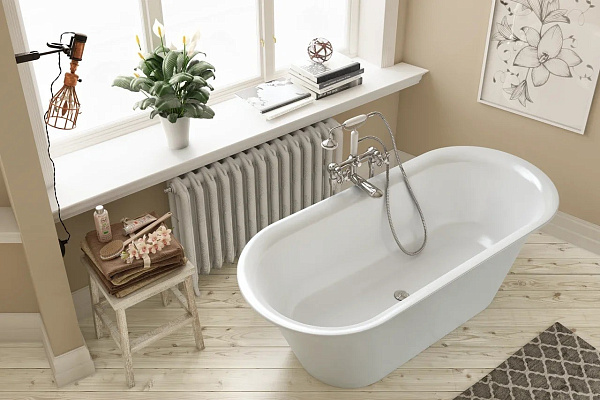 Ванна из искусственного камня Kerrock Antiq-FS White 183х80