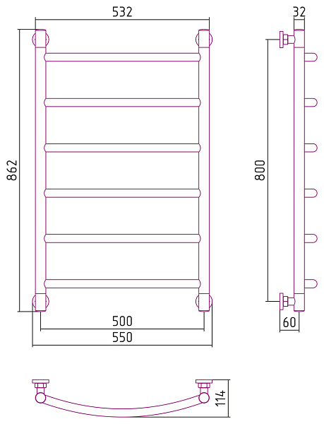 Полотенцесушитель СУНЕРЖА Галант+ 800х500