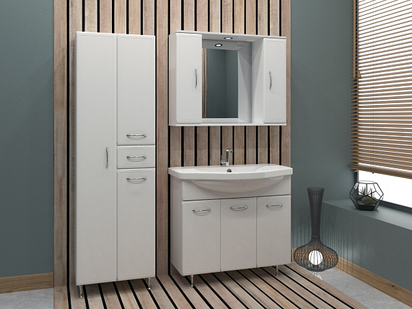 Тумба с раковиной напольная Stella "Концепт 90" белая с б\к