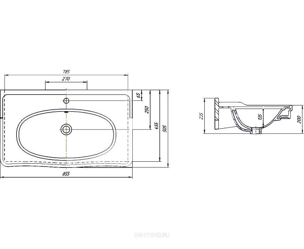 Тумба с раковиной Opadiris "Кантара 85" белый матовый