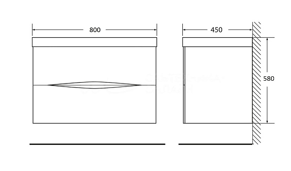 Тумба с раковиной подвесная Vod-Ok Adel 80 серый камень