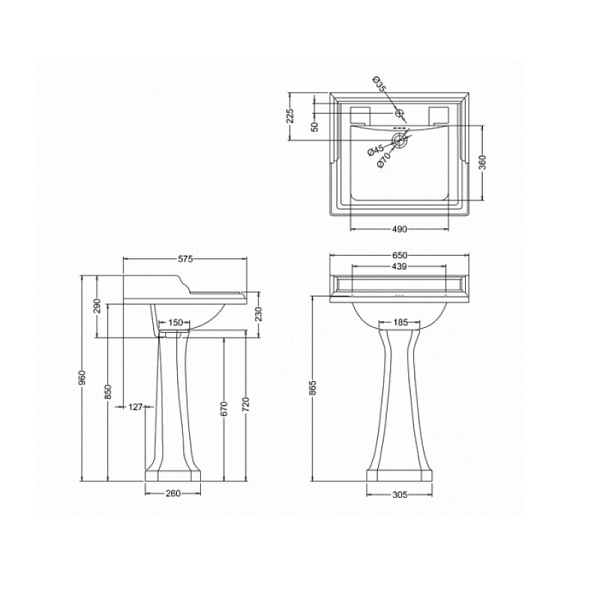 Раковина подвесная Burlington Classic B15 1TH