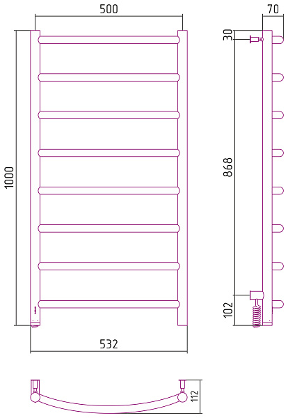 Полотенцесушитель СУНЕРЖА Галант 4.0 1000х500
