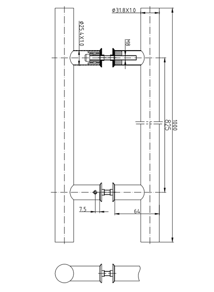 Ручка скоба Apecs HC-0920-32/825-INOX