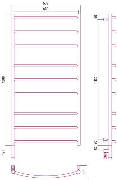 Полотенцесушитель СУНЕРЖА Галант 3.0 1200х600
