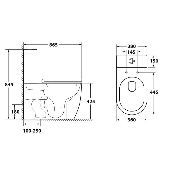 Унитаз компакт напольный безободковый OWL Vind Cirkel-GL с сиденьем DP микролифт