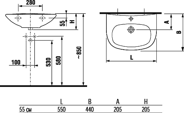 Раковина подвесная Jika Zeta 55