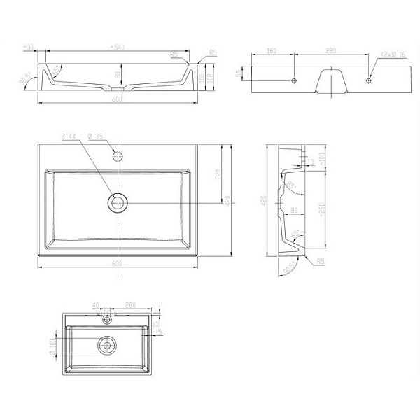 Умывальник Omnires THASOS THASOS600BP 60х42 см белый глянец