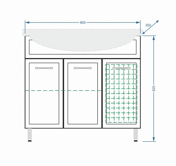 Тумба с раковиной напольная Stella "Концепт 90" белая с б\к