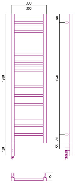 Полотенцесушитель СУНЕРЖА Модус 3.0 1200х300
