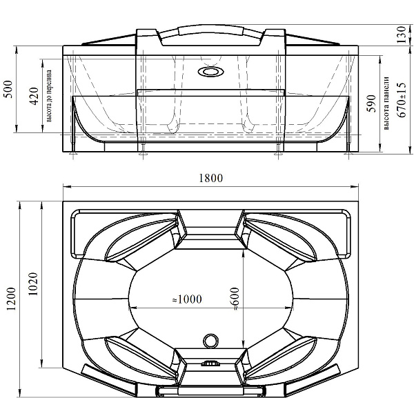 Акриловая ванна Radomir Конкорд 180х120