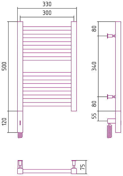 Полотенцесушитель СУНЕРЖА Модус 3.0 500х300