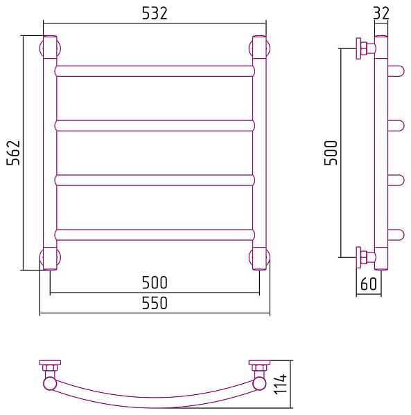 Полотенцесушитель СУНЕРЖА Галант+ 500х500