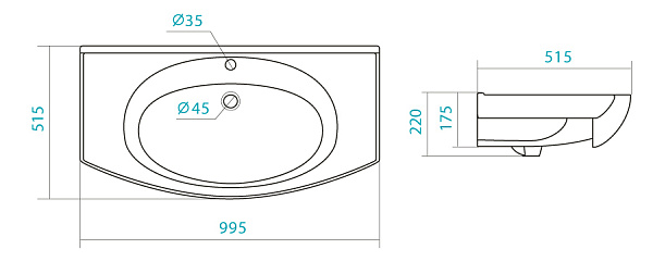 Раковина подвесная Santek Энигма 100