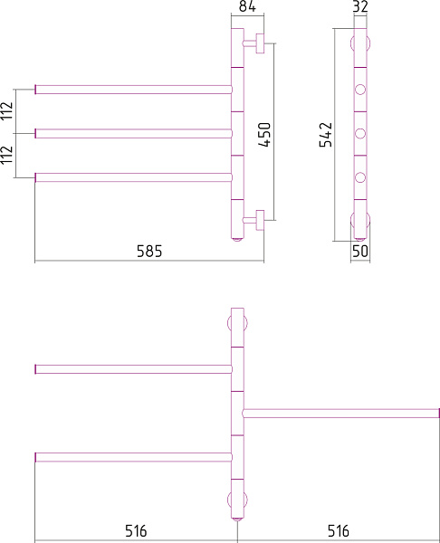 Полотенцесушитель СУНЕРЖА Триада 540х585