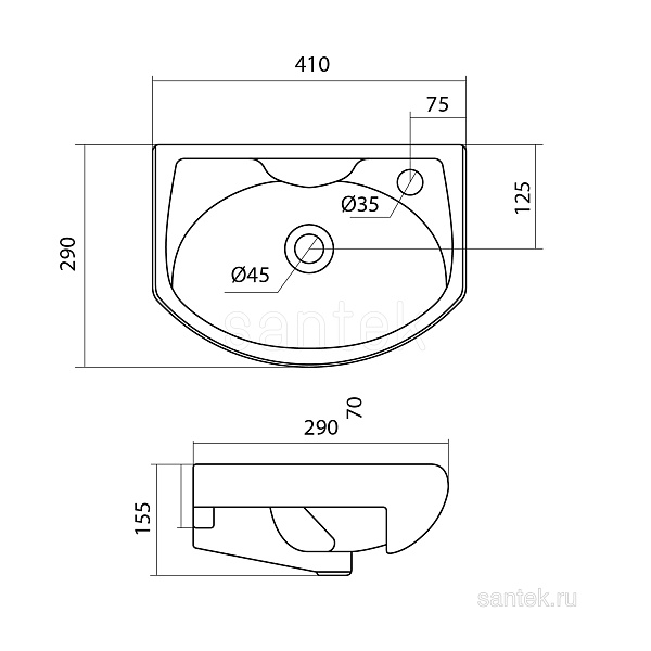 Раковина подвесная Santek Азов 40