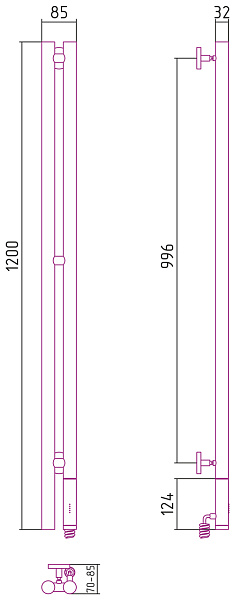 Полотенцесушитель СУНЕРЖА Нюанс 1200