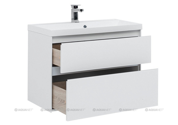 Тумба с раковиной Aquanet "Гласс 100" белый