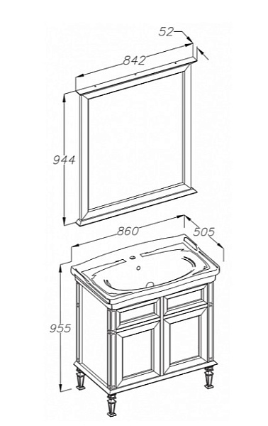 Тумба с раковиной Opadiris "Кантара 85" слоновая кость