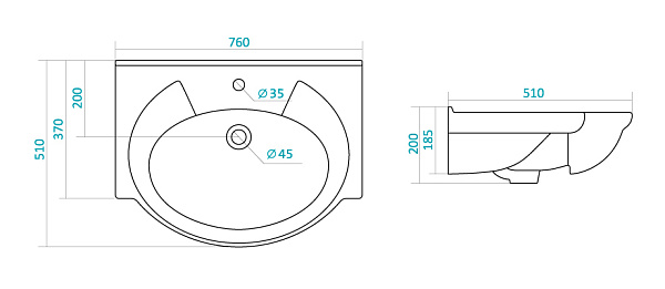 Раковина подвесная Santek Байкал 75