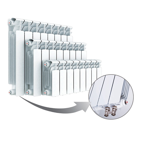 Радиатор биметаллический Rifar Monolit 500/100 10 секций нижнее правое подключение