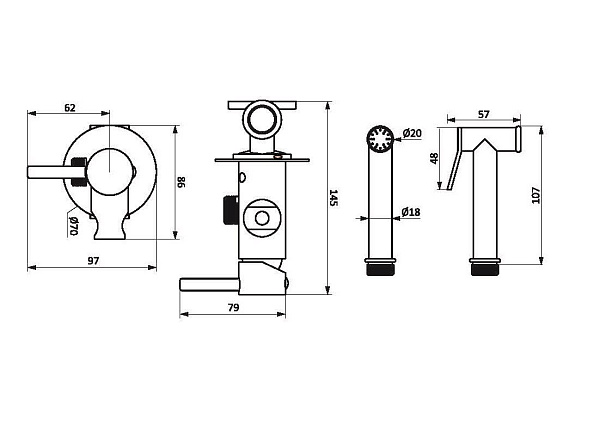 Гигиенический душ со смесителем Damixa Option 217000000