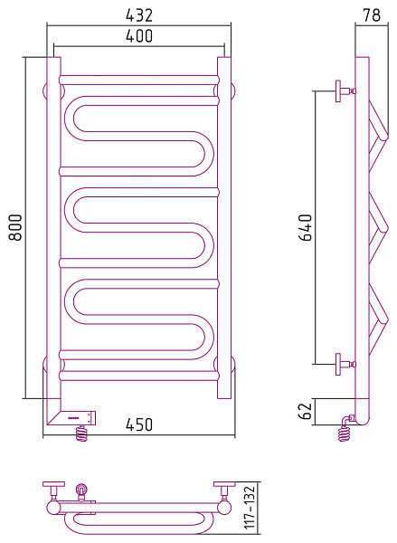 Полотенцесушитель СУНЕРЖА Элегия 2.0 800x400