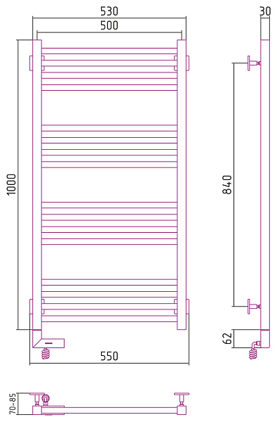 Полотенцесушитель СУНЕРЖА Модус 2.0 1000х500