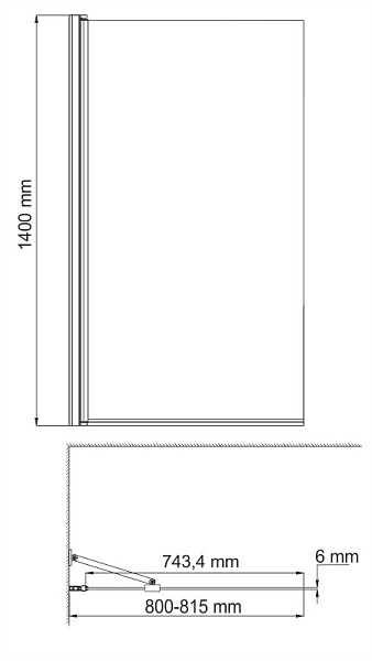 Стеклянная шторка на ванну WasserKraft Berkel 48P01-80 Fixed
