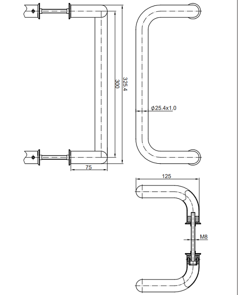 Ручка скоба Apecs HC-0905-25/300-INOX