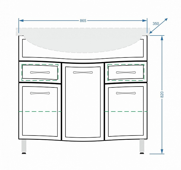 Тумба с раковиной напольная Stella "Концепт 90" белая