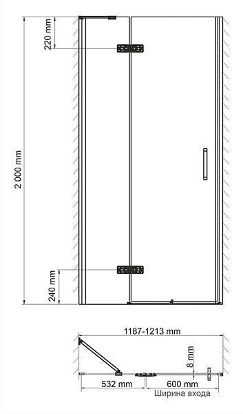 Душевая дверь WasserKraft Aller 10H05LBLACK