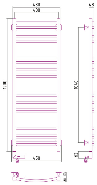 Полотенцесушитель СУНЕРЖА Аркус 2.0 1200x400