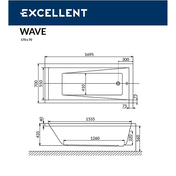 Акриловая ванна Excellent Wave 170x70 WAEX.WAV17WH