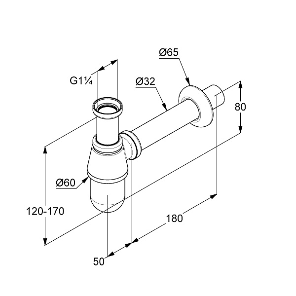 Бутылочный сифон Kludi G 1 1/4