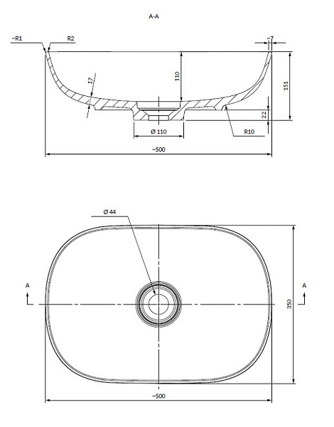 Раковина Omnires Silk SILK500BP 50x35 см белый глнец