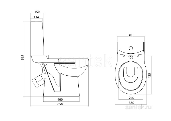 Унитаз компакт напольный Santek Аллегро Лайт с диагональным выпуском 1.WH30.2.356