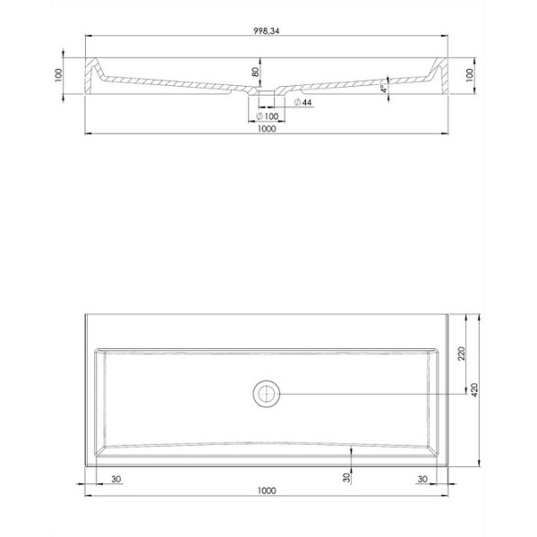 Умывальник Omnires THASOS 100 см THASOS1000BP белый глянец