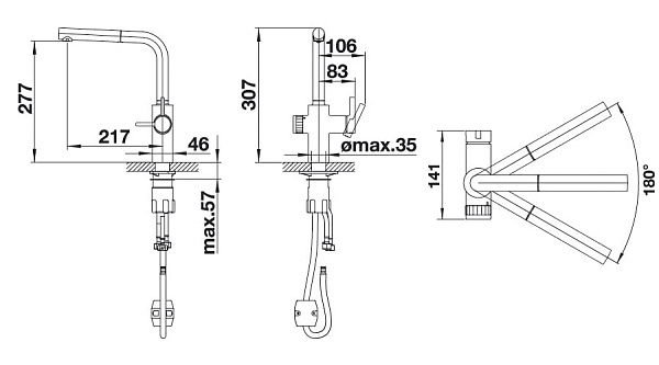 Смеситель для кухни Blanco Evol-S Volume (рычаг управления слева)
