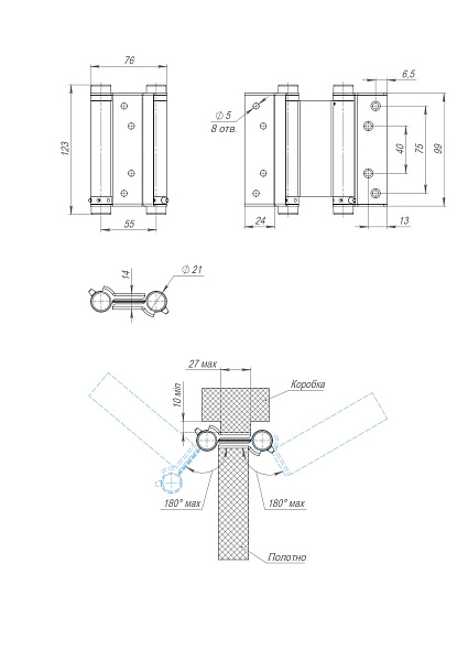 Дверная петля барная Armadillo Aldeghi ALH.100.4 SC мат. хром