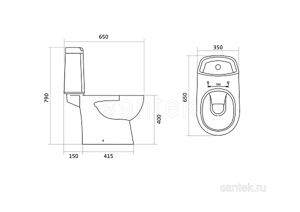 Унитаз компакт напольный Santek Остин с горизонтальным выпуском 1.WH30.2.419
