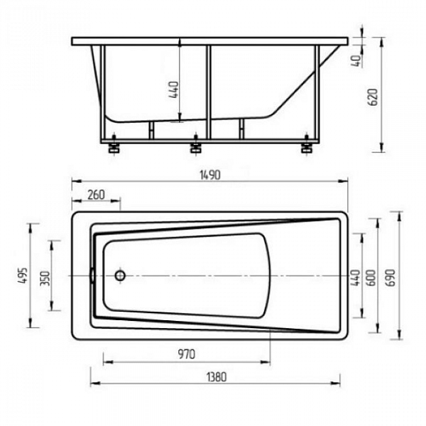 Акриловая ванна AQUATEK Либра 150х70